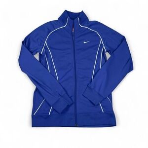 Nike Track Jacket Women M Blue Polyester Athletic Zip Up Running